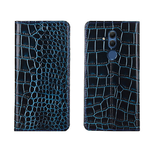 Leather Case Stands Flip Cover T04 Holder for Huawei Mate 20 Lite Blue
