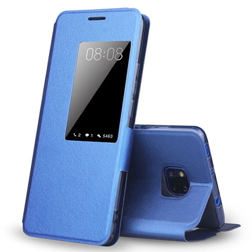 Leather Case Stands Flip Cover T04 Holder for Huawei Mate 20 Pro Blue