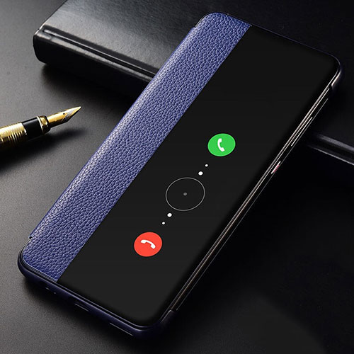 Leather Case Stands Flip Cover T04 Holder for Huawei Mate 30 Pro Blue