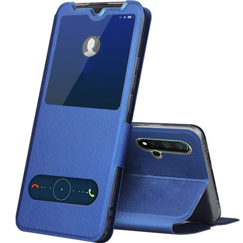 Leather Case Stands Flip Cover T04 Holder for Huawei Nova 5 Blue