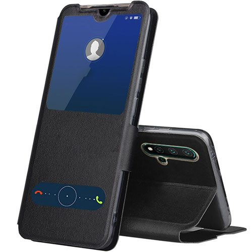 Leather Case Stands Flip Cover T04 Holder for Huawei Nova 5 Pro Black