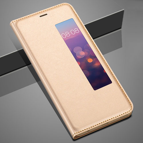 Leather Case Stands Flip Cover T04 Holder for Huawei P20 Pro Gold
