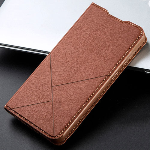 Leather Case Stands Flip Cover T04 Holder for Huawei P30 Brown