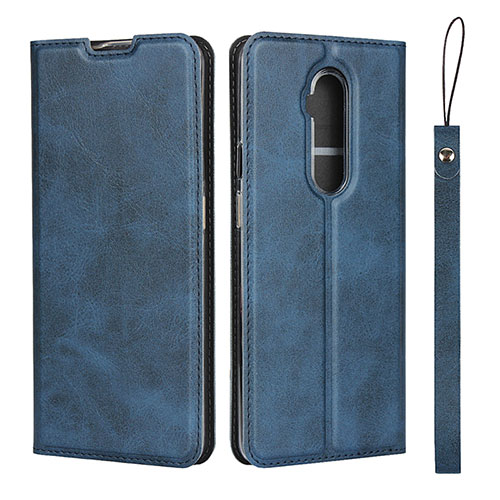 Leather Case Stands Flip Cover T04 Holder for OnePlus 7T Pro Blue