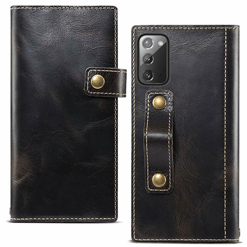 Leather Case Stands Flip Cover T04 Holder for Samsung Galaxy Note 20 5G Black