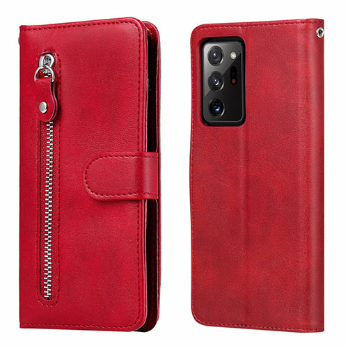 Leather Case Stands Flip Cover T04 Holder for Samsung Galaxy Note 20 Ultra 5G Red