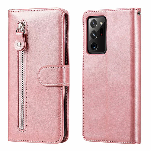Leather Case Stands Flip Cover T04 Holder for Samsung Galaxy Note 20 Ultra 5G Rose Gold