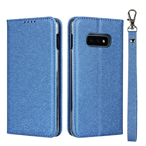 Leather Case Stands Flip Cover T04 Holder for Samsung Galaxy S10e Blue