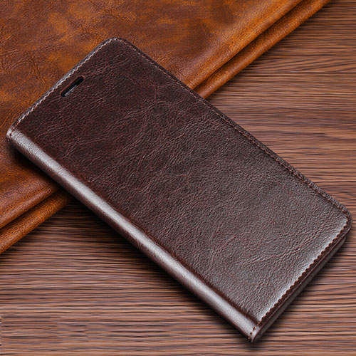 Leather Case Stands Flip Cover T04 Holder for Samsung Galaxy S20 Ultra 5G Brown
