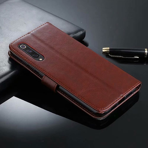 Leather Case Stands Flip Cover T04 Holder for Xiaomi Mi A3 Brown