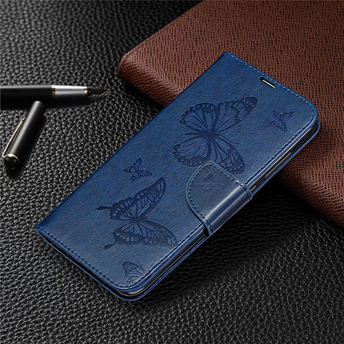 Leather Case Stands Flip Cover T04 Holder for Xiaomi Redmi 10X 4G Blue