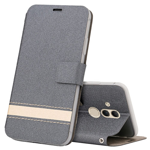 Leather Case Stands Flip Cover T05 Holder for Huawei Mate 20 Lite Gray