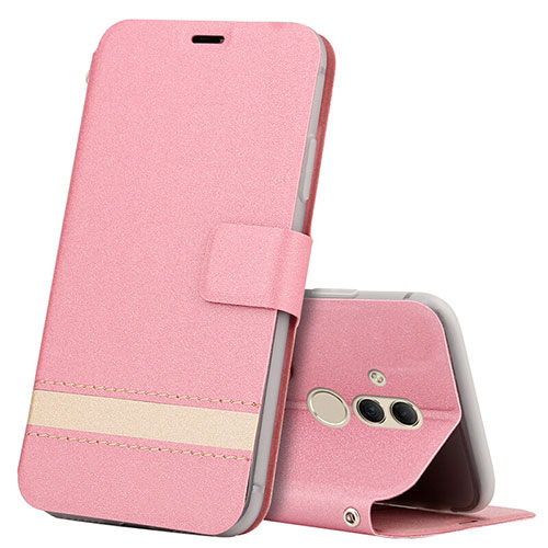 Leather Case Stands Flip Cover T05 Holder for Huawei Mate 20 Lite Pink