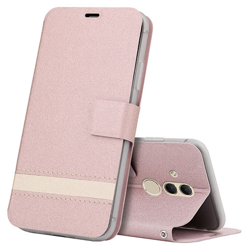 Leather Case Stands Flip Cover T05 Holder for Huawei Mate 20 Lite Rose Gold