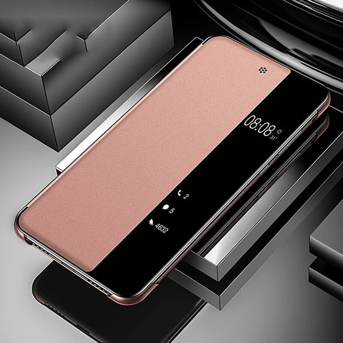 Leather Case Stands Flip Cover T05 Holder for Huawei P20 Rose Gold