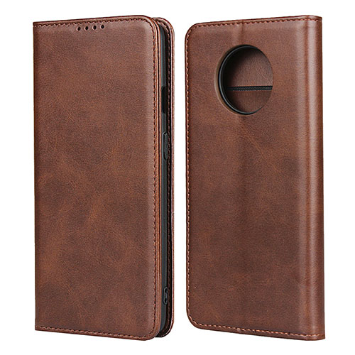 Leather Case Stands Flip Cover T05 Holder for OnePlus 7T Brown