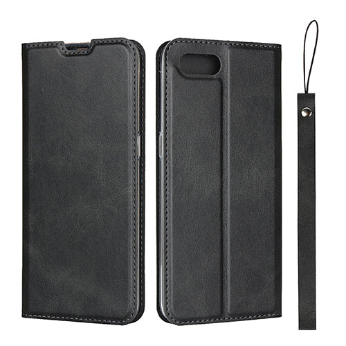 Leather Case Stands Flip Cover T05 Holder for Oppo R17 Neo Black