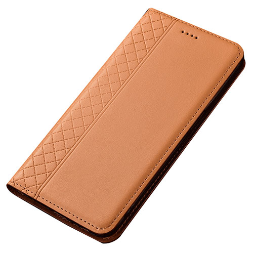 Leather Case Stands Flip Cover T05 Holder for Samsung Galaxy A90 5G Orange