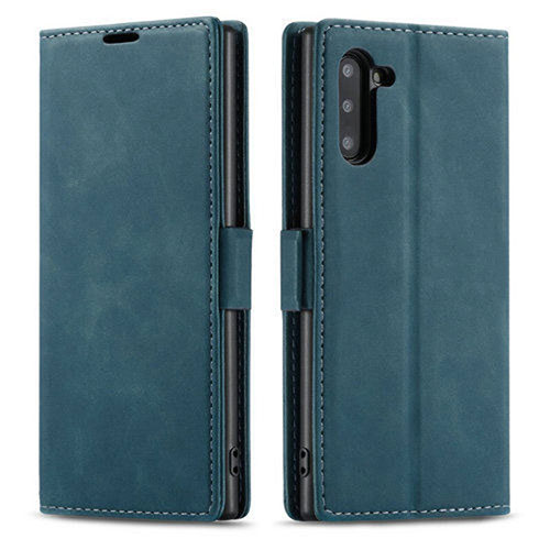 Leather Case Stands Flip Cover T05 Holder for Samsung Galaxy Note 10 Blue
