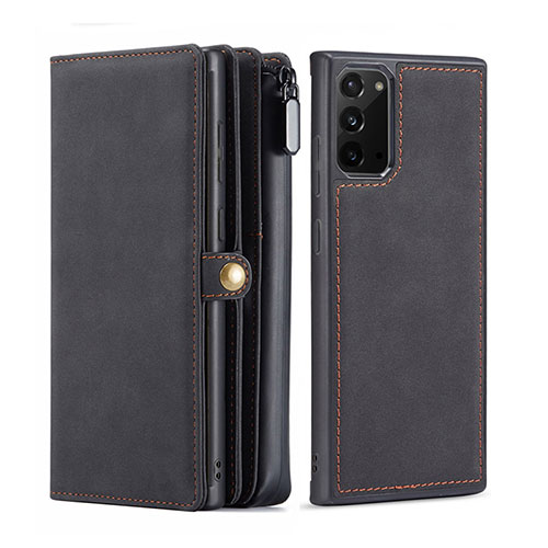 Leather Case Stands Flip Cover T05 Holder for Samsung Galaxy Note 20 5G Black