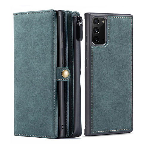Leather Case Stands Flip Cover T05 Holder for Samsung Galaxy Note 20 5G Green