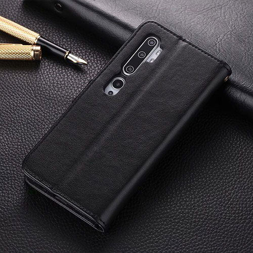 Leather Case Stands Flip Cover T05 Holder for Xiaomi Mi Note 10 Pro Black
