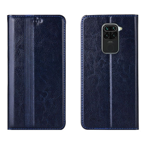 Leather Case Stands Flip Cover T05 Holder for Xiaomi Redmi Note 9 Blue