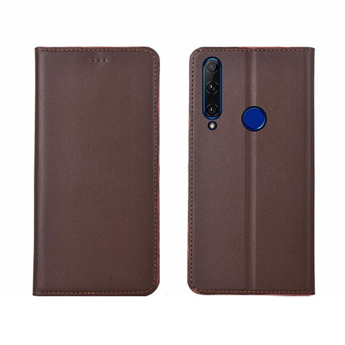 Leather Case Stands Flip Cover T06 Holder for Huawei Honor 20E Brown