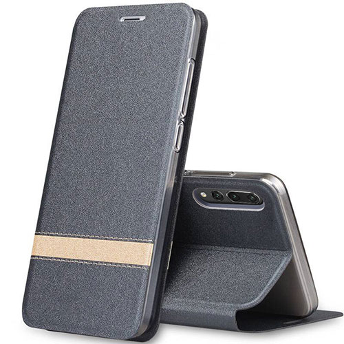 Leather Case Stands Flip Cover T06 Holder for Huawei P20 Pro Gray