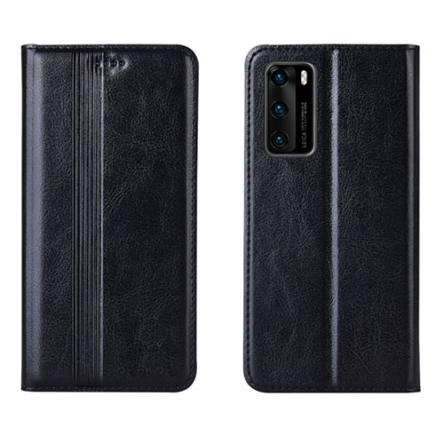 Leather Case Stands Flip Cover T06 Holder for Huawei P40 Black