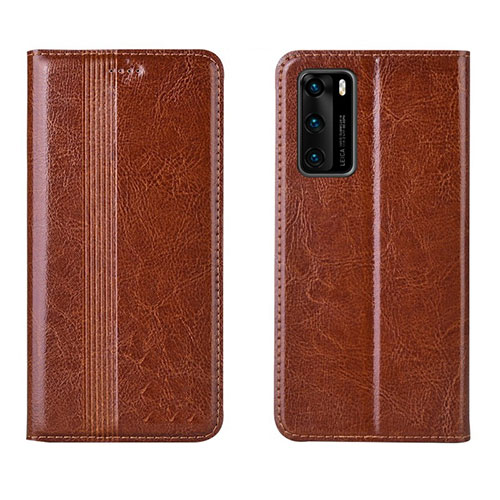 Leather Case Stands Flip Cover T06 Holder for Huawei P40 Orange