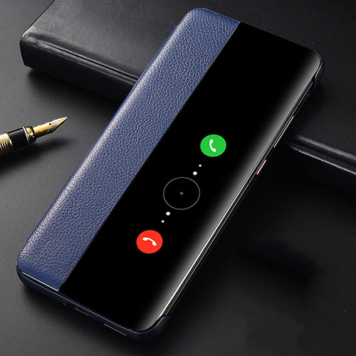 Leather Case Stands Flip Cover T06 Holder for Huawei P40 Pro Blue