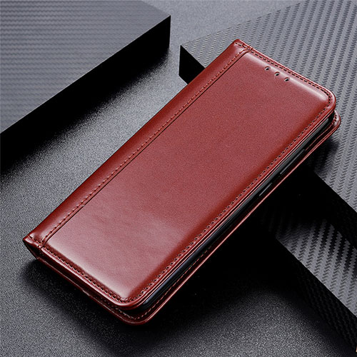 Leather Case Stands Flip Cover T06 Holder for Oppo A91 Brown