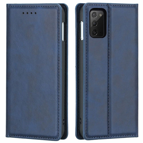 Leather Case Stands Flip Cover T06 Holder for Samsung Galaxy Note 20 5G Blue