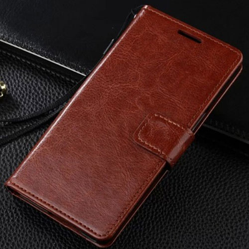 Leather Case Stands Flip Cover T06 Holder for Samsung Galaxy S10 Plus Brown