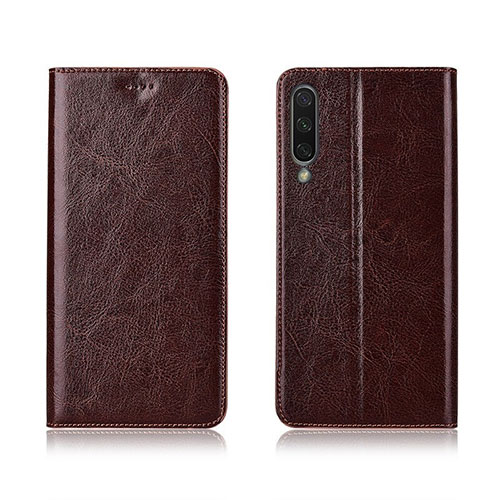 Leather Case Stands Flip Cover T06 Holder for Xiaomi Mi A3 Brown