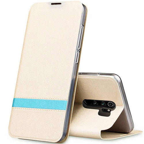 Leather Case Stands Flip Cover T06 Holder for Xiaomi Redmi Note 8 Pro Gold