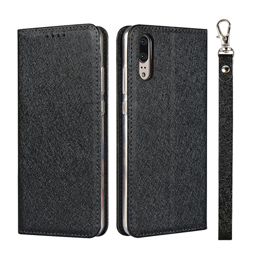 Leather Case Stands Flip Cover T07 Holder for Huawei P20 Black