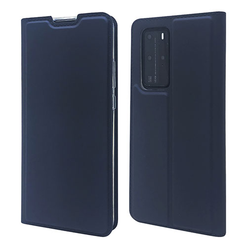 Leather Case Stands Flip Cover T07 Holder for Huawei P40 Pro Blue