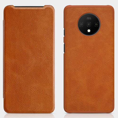 Leather Case Stands Flip Cover T07 Holder for OnePlus 7T Orange