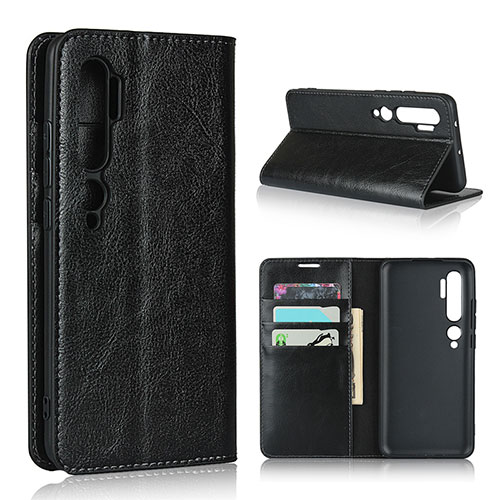 Leather Case Stands Flip Cover T07 Holder for Xiaomi Mi Note 10 Pro Black