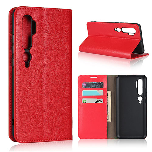 Leather Case Stands Flip Cover T07 Holder for Xiaomi Mi Note 10 Red