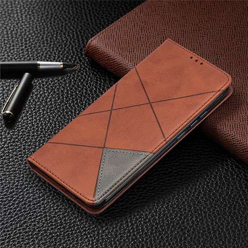 Leather Case Stands Flip Cover T07 Holder for Xiaomi Redmi 9A Brown