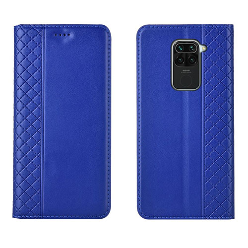 Leather Case Stands Flip Cover T07 Holder for Xiaomi Redmi Note 9 Blue