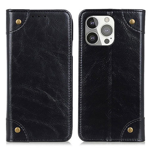 Leather Case Stands Flip Cover T08 Holder for Apple iPhone 14 Pro Max Black