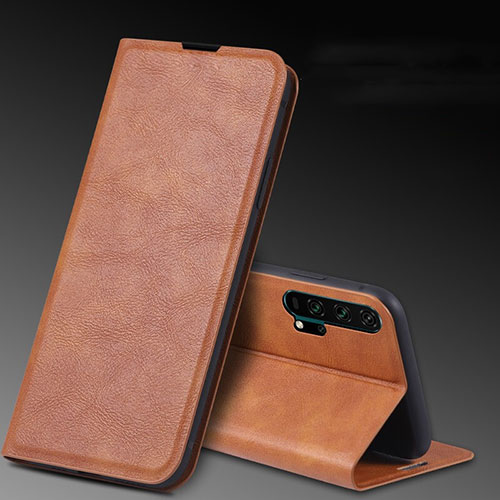 Leather Case Stands Flip Cover T08 Holder for Huawei Honor 20 Pro Brown