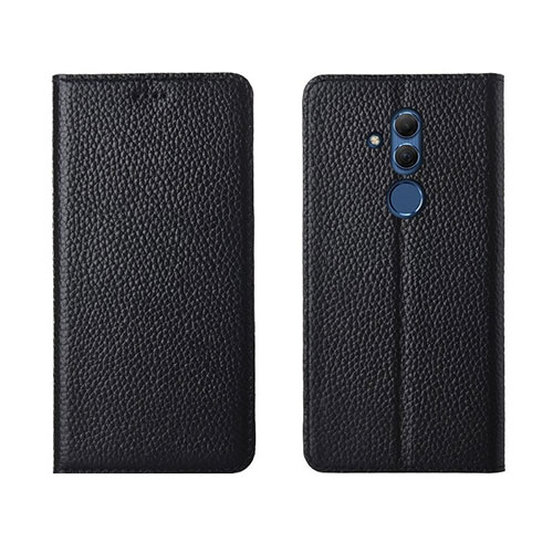 Leather Case Stands Flip Cover T08 Holder for Huawei Mate 20 Lite Black