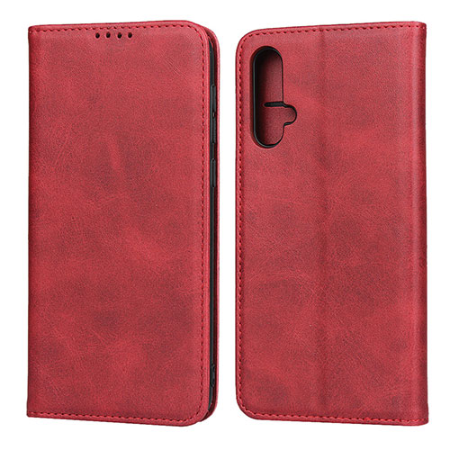 Leather Case Stands Flip Cover T08 Holder for Huawei Nova 5 Pro Red