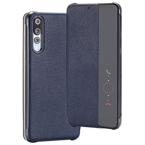 Leather Case Stands Flip Cover T08 Holder for Huawei P20 Pro Blue