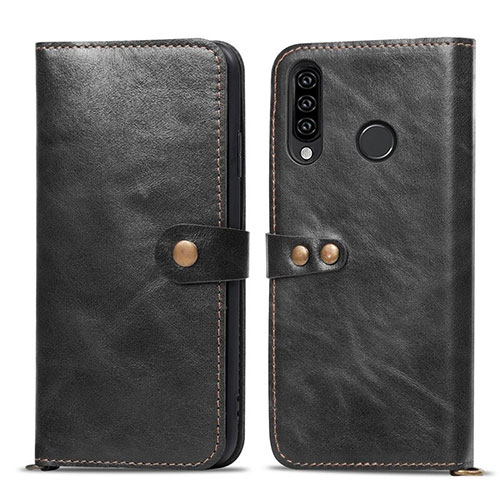 Leather Case Stands Flip Cover T08 Holder for Huawei P30 Lite XL Black